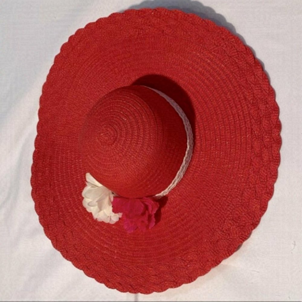 MAGENTA Wide Brim Summer Hat Floppy Paper Straw Woven Summer Hat
